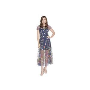 Eva by Eva Franco Erika Dress Navy Embroidered Floral size 12